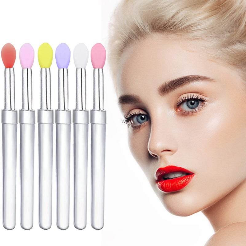 ELESDA Lip Brush, 6PCS Silicone Lip Applicator Reusable Lip Mask Applicator, Silicone Retractable Lip Gloss Balm Applicator Eyeshadow Lip Scrub Brush Lip Applicators Disposable - Image 1